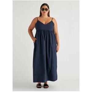 QUINCE NWT Organic Cotton Sleeveless Maxi Dress  in Navy // S